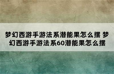 梦幻西游手游法系潜能果怎么摆 梦幻西游手游法系60潜能果怎么摆